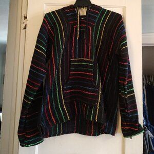 Artesanias XL Baja hoodie in black and rainbow colors